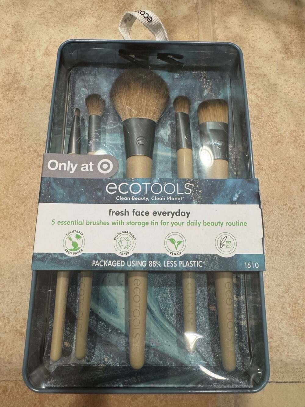 EcoTools Fresh Face Everyday 5-Piece Makeup Brush Set with Storage Tin